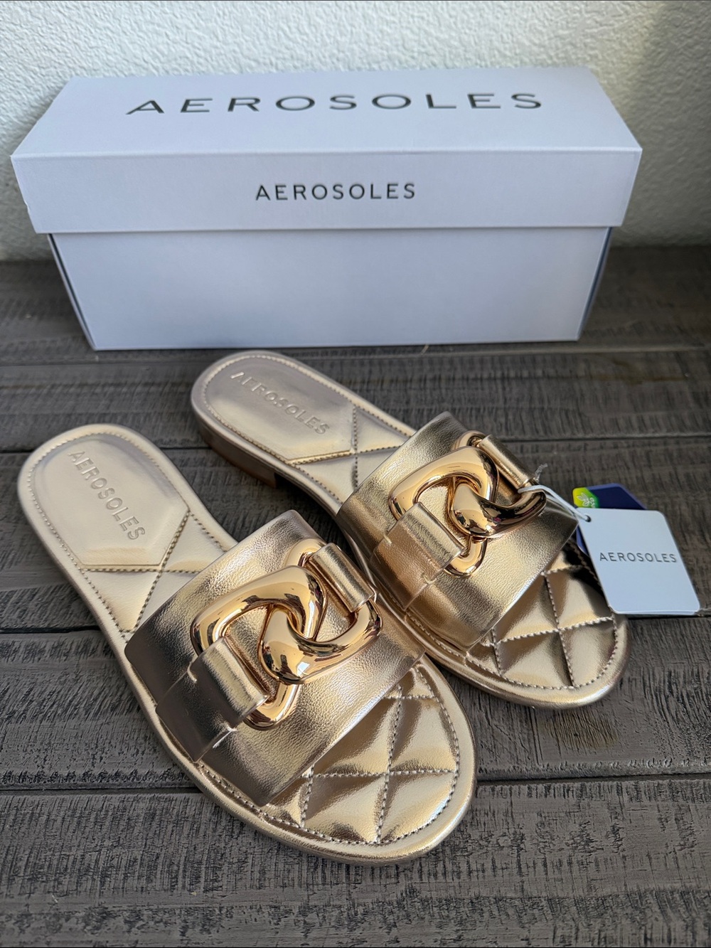 AEROSOLES Women's Big Charm Slide Open Toe Sandals NIB